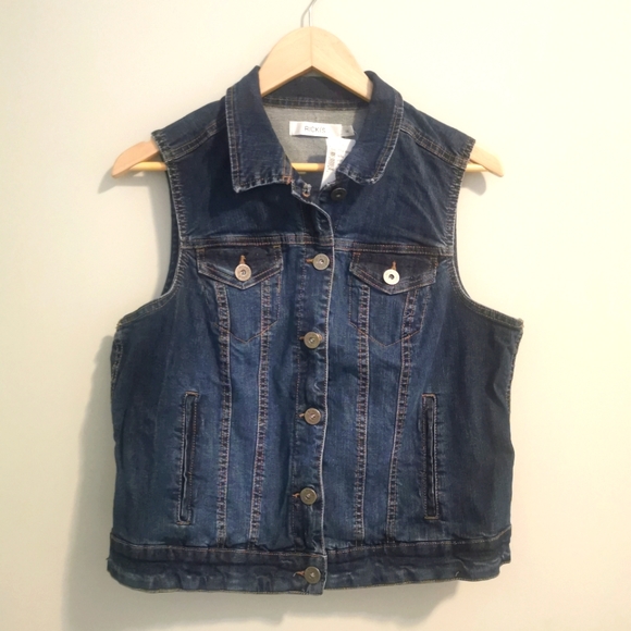Ricki's Dark Wash Denim Vest Size Large - Picture 3 of 6